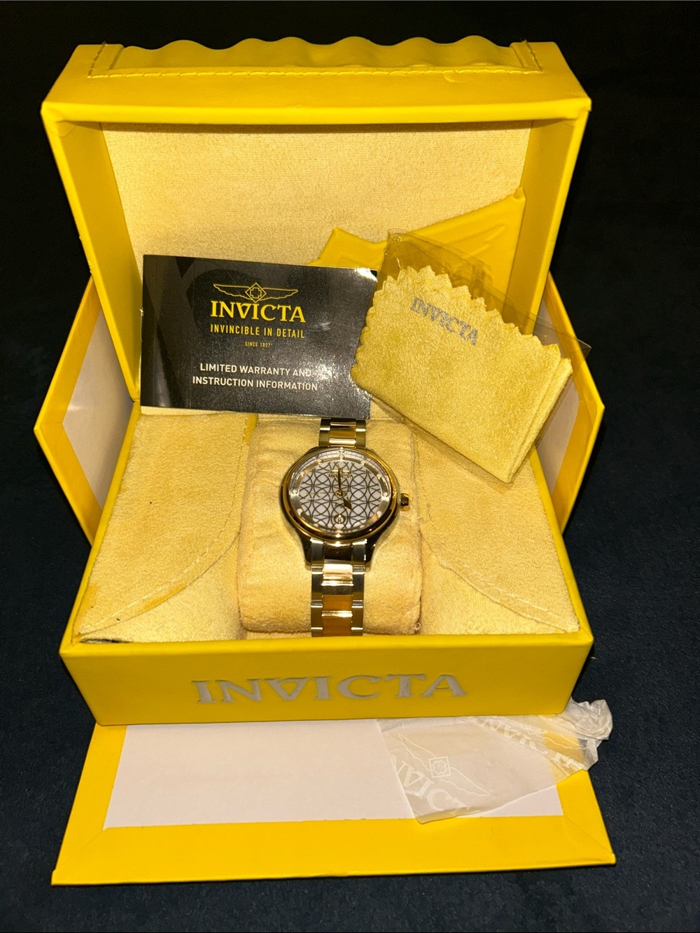 Invicta Two-Tone Silver and Gold Women's Watch with Geometric White Dial - Picture 3 of 6